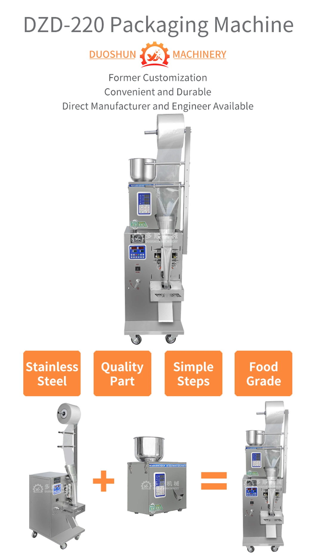 Small Automatic Food Pouch Spice Grain Powder Packing Packaging Machine