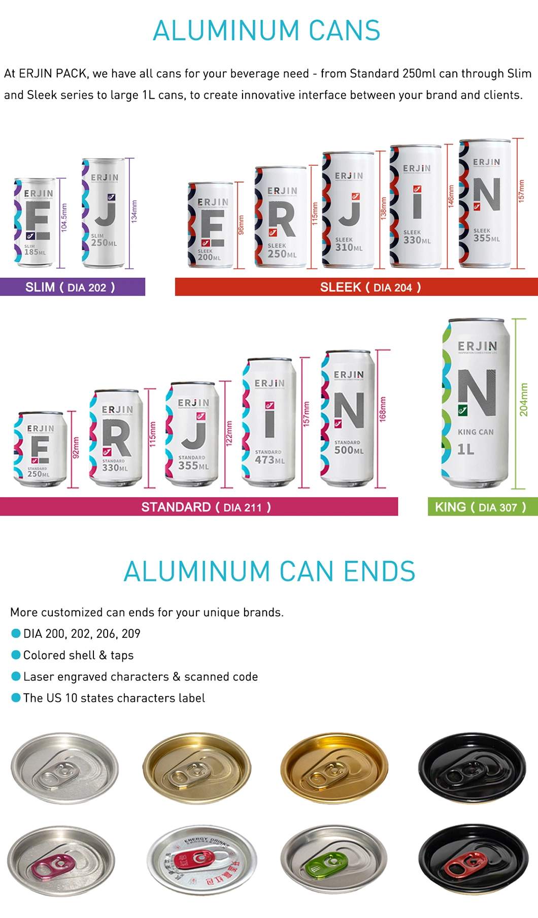 Aluminum Can Standard Sleek 355ml Beer Cans Beverage Can for Wholesale Brewery with Bpani BPA Free Liner for Soda Juice Can