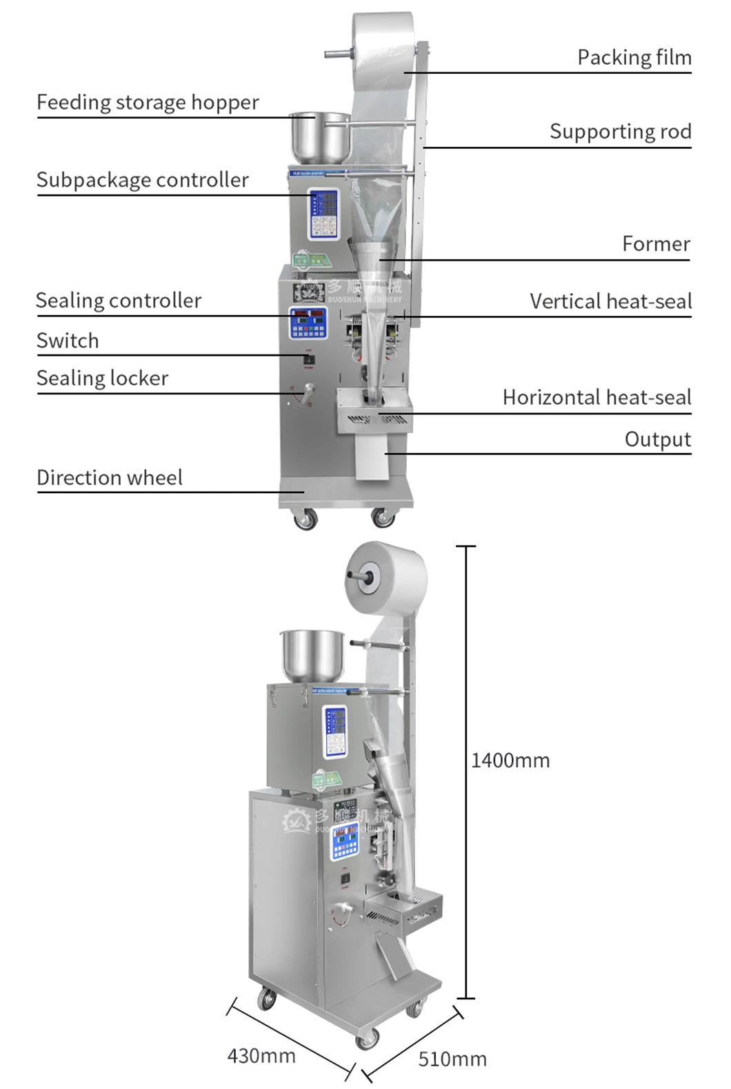 Small Automatic Food Pouch Spice Grain Powder Packing Packaging Machine